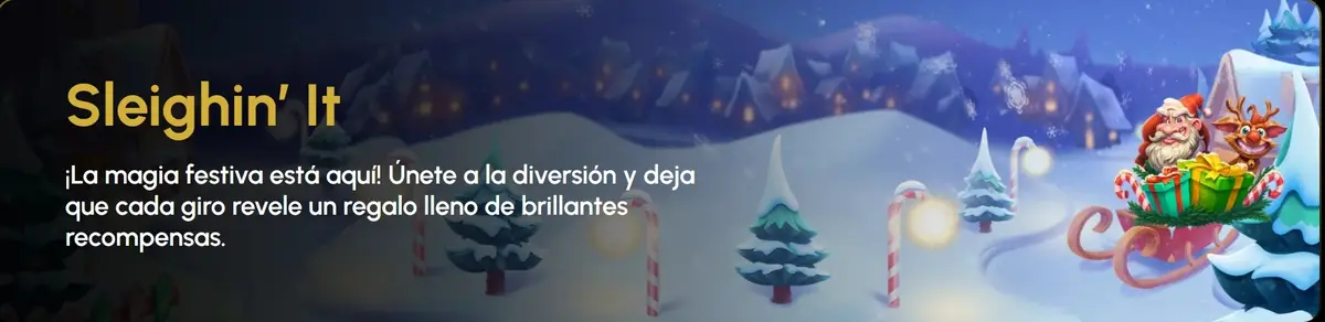 Sleighin' It promoción navideña Spin Grande - La magia festiva está aquí con giros que revelan regalos y recompensas brillantes