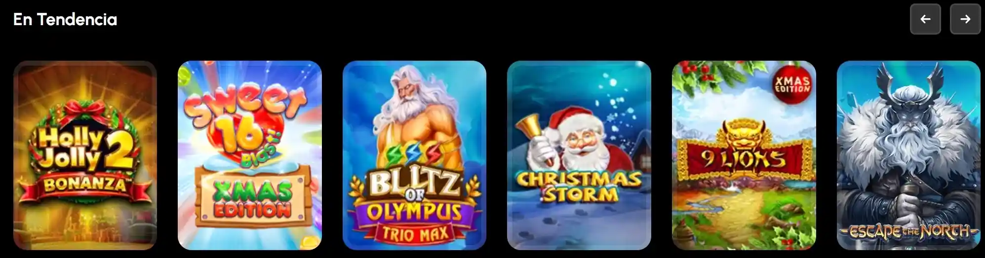 Tragaperras navideñas 2025 - Holly Jolly Bonanza 2, Sweet 16 Xmas Edition, Blitz of Olympus, Christmas Storm, 9 Lions Xmas, Escape the North